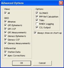 Select Tools > Advanced Options, the following window will appear: